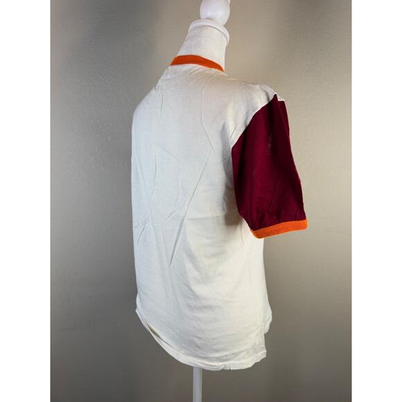 Vintage I Love Roma Colosseum T-Shirt Italy Cotton White Maroon Short Sleeve 70s - Picture 9 of 11